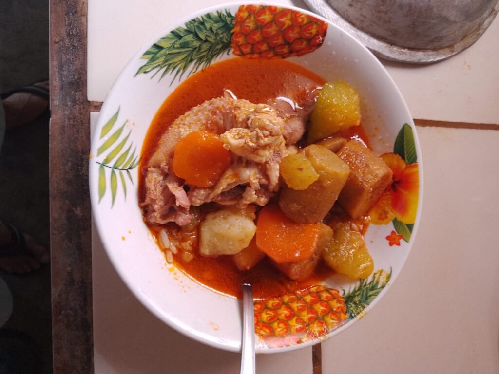 Costa Rica chicken soup with green palntains